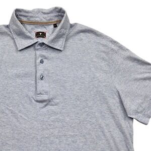 Left Coast Tee Short Sleeve Polo Shirt Blue Heathered Cotton Mens Large